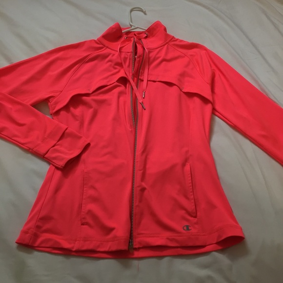 Hot pink neon Champions fitness jacket with thumb holes - Picture 3 of 6